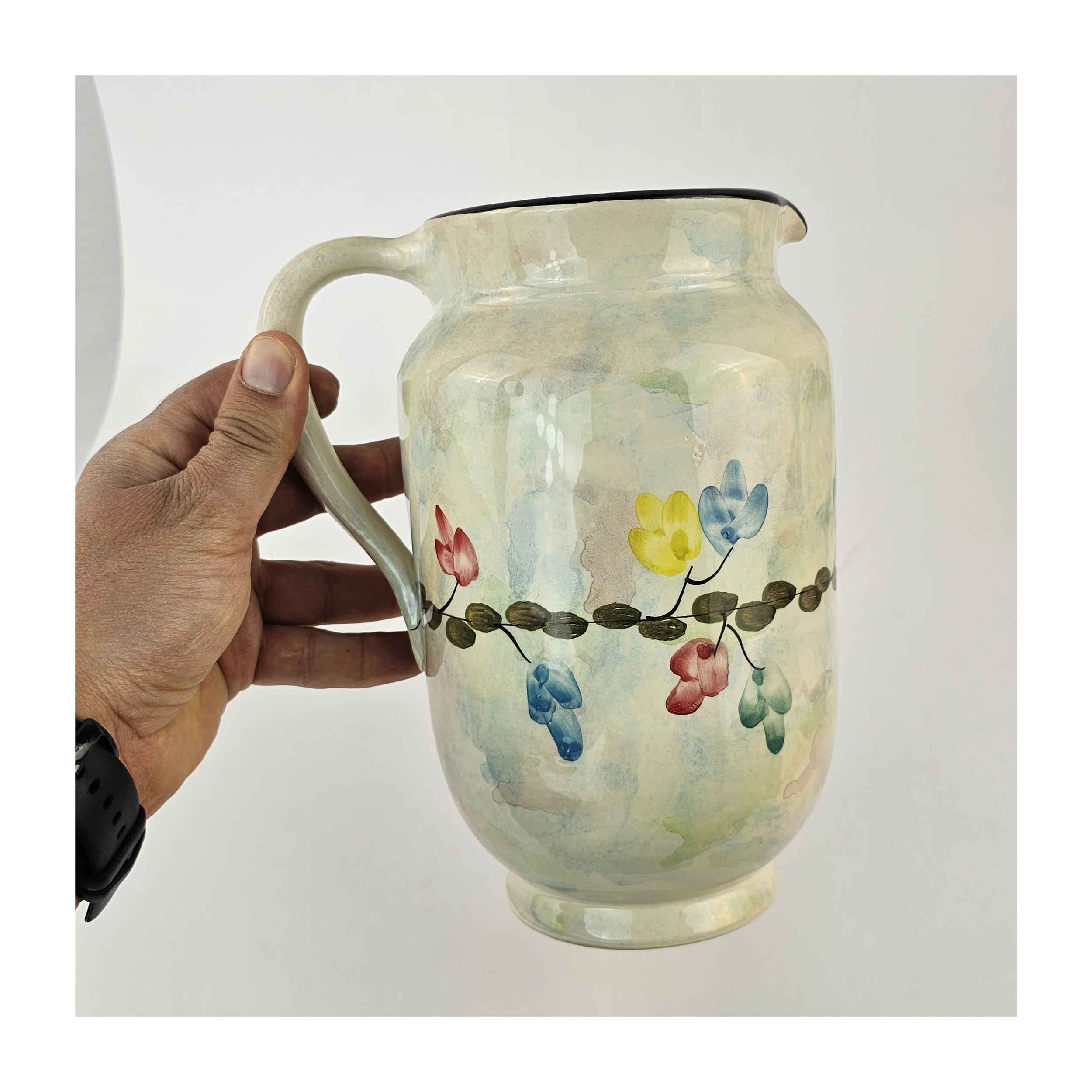 Price and Buy Decorative Pottery Pitcher Handcrafted Artistic Floral Design - Image 5
