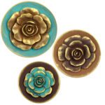 Price and Buy Decorative Pottery Plate with Flower Design Set of 3 Perfect for Living Room
