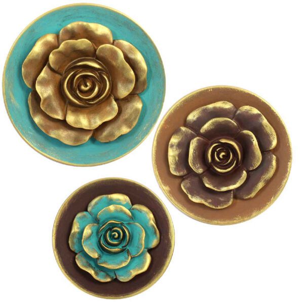 Price and Buy Decorative Pottery Plate with Flower Design Set of 3 Perfect for Living Room_69027776b1751.jpeg Price and Buy Decorative Pottery Plate with Flower Design Set of 3 Perfect for Living Room