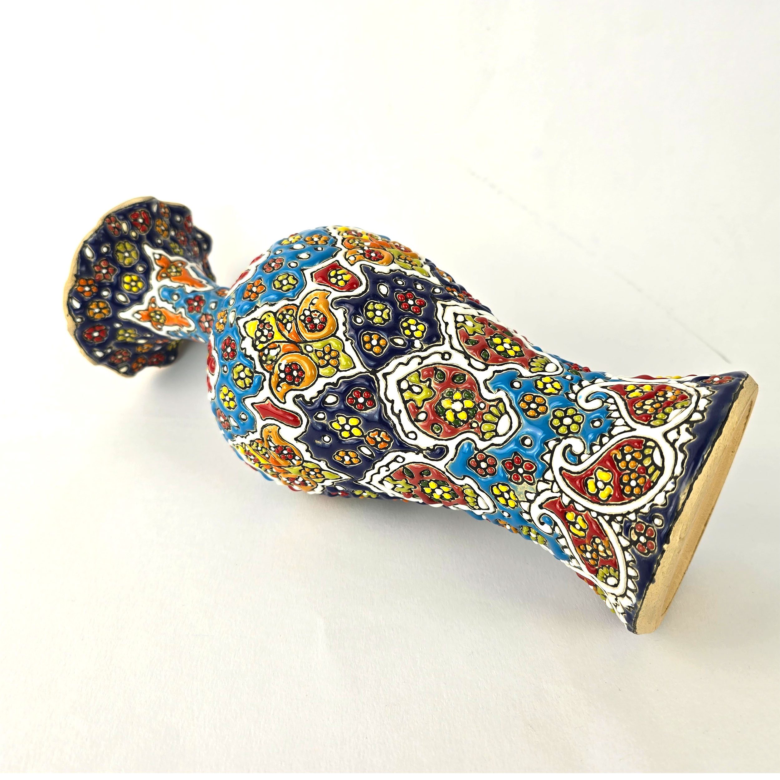 Price and Buy Decorative Pottery Vase with Persian Minakari Enamel Art Hand painted Floral - Image 4