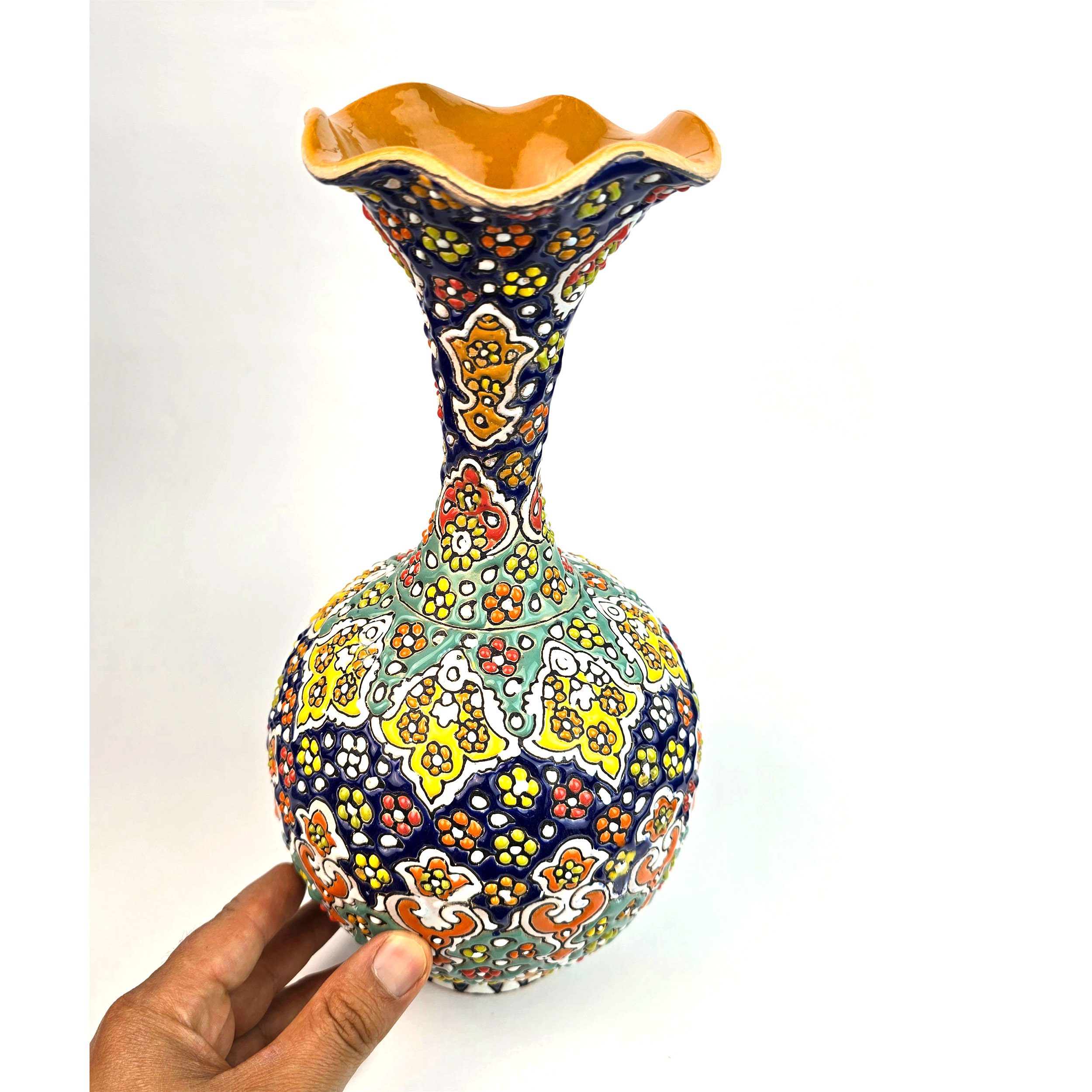 Price and Buy Decorative Pottery Vase with Persian Minakari Hand painted Enamel Art - Image 3
