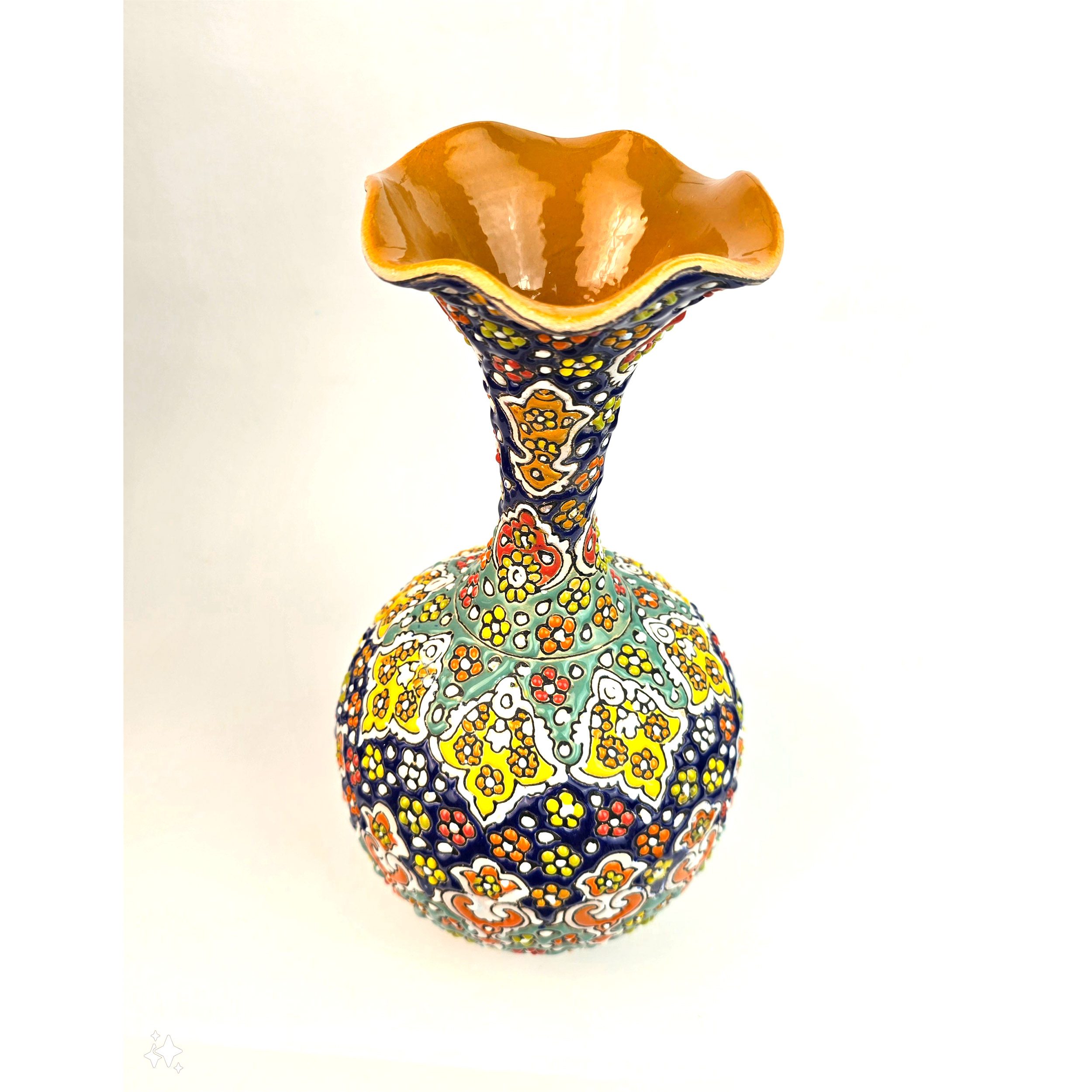 Price and Buy Decorative Pottery Vase with Persian Minakari Hand painted Enamel Art - Image 5