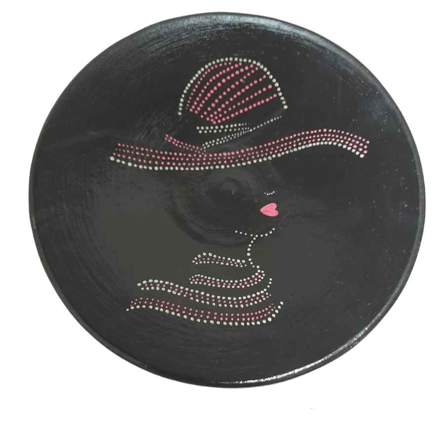 Price and Buy Decorative Pottery Wall Plate Hand-Painted Dot Art Lady