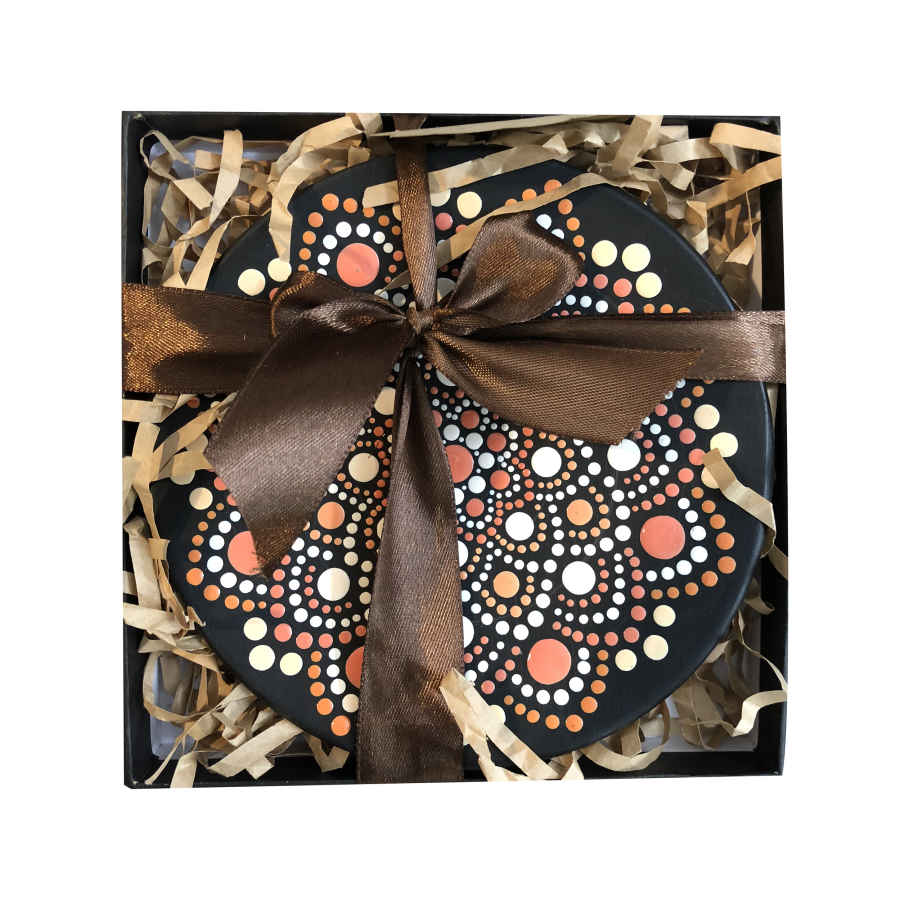 Price and Buy Decorative Pottery Wall Plate Hand-Painted Dot Art Orange - Image 3