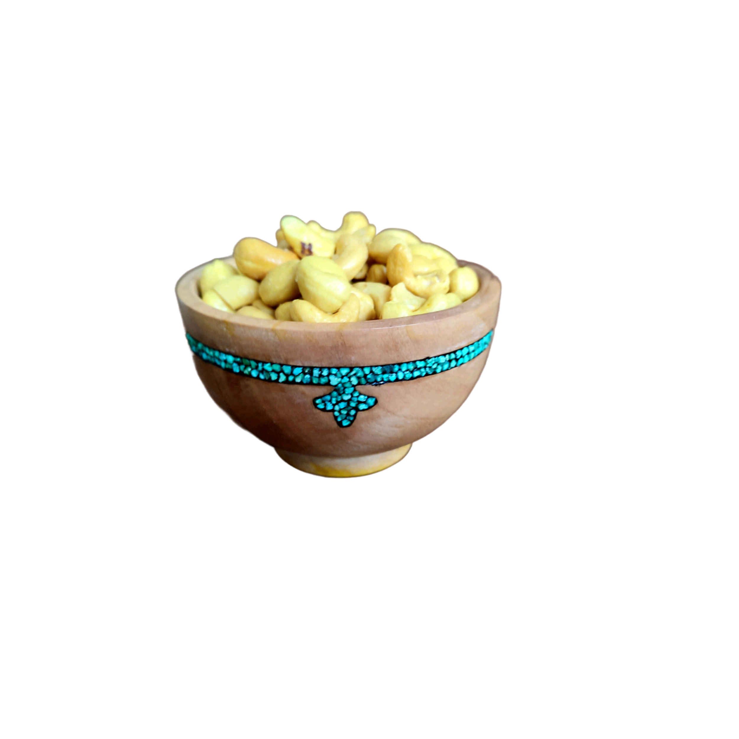 Price and Buy Decorative Wooden Bowl with Turquoise Inlay Artistic Handcrafted - Image 3