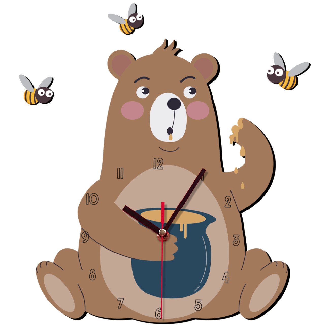 Price and Buy Decorative Wooden Nursery Wall Clock with Adorable Bear Design