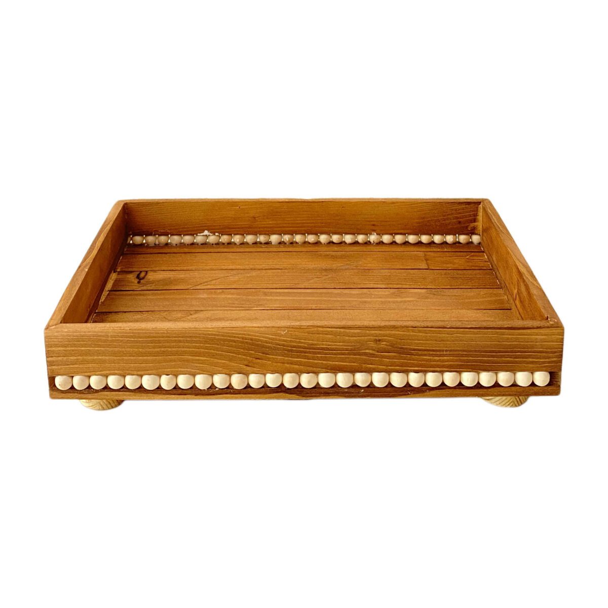 Price and Buy Decorative Wooden Serving Tray with Pearl Beads & Base