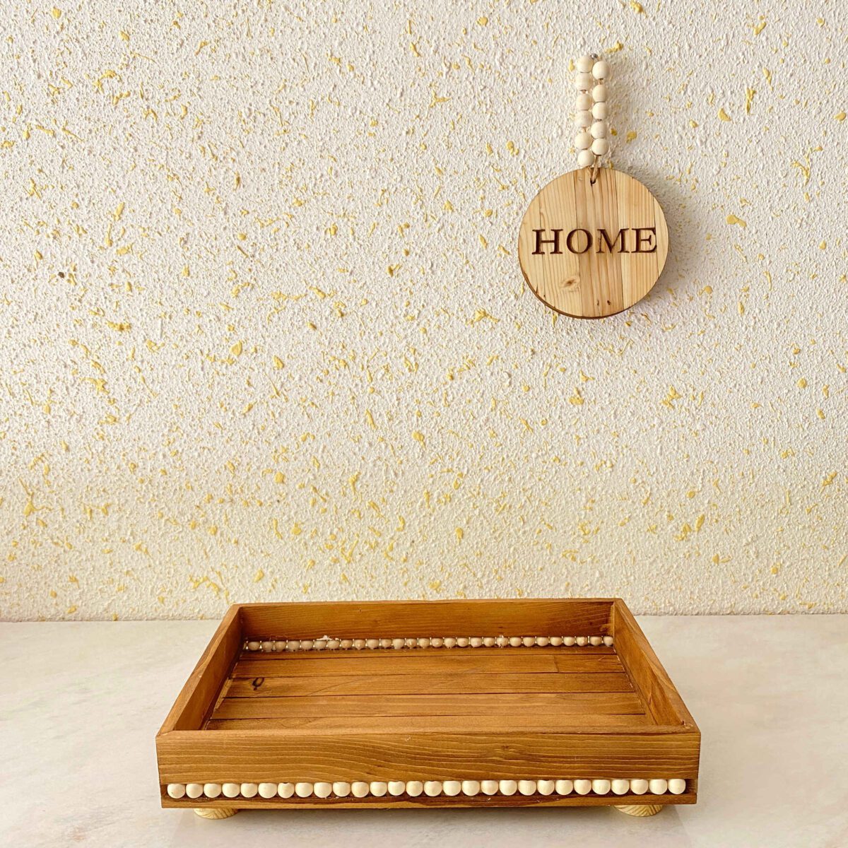 Price and Buy Decorative Wooden Serving Tray with Pearl Beads & Base - Image 3