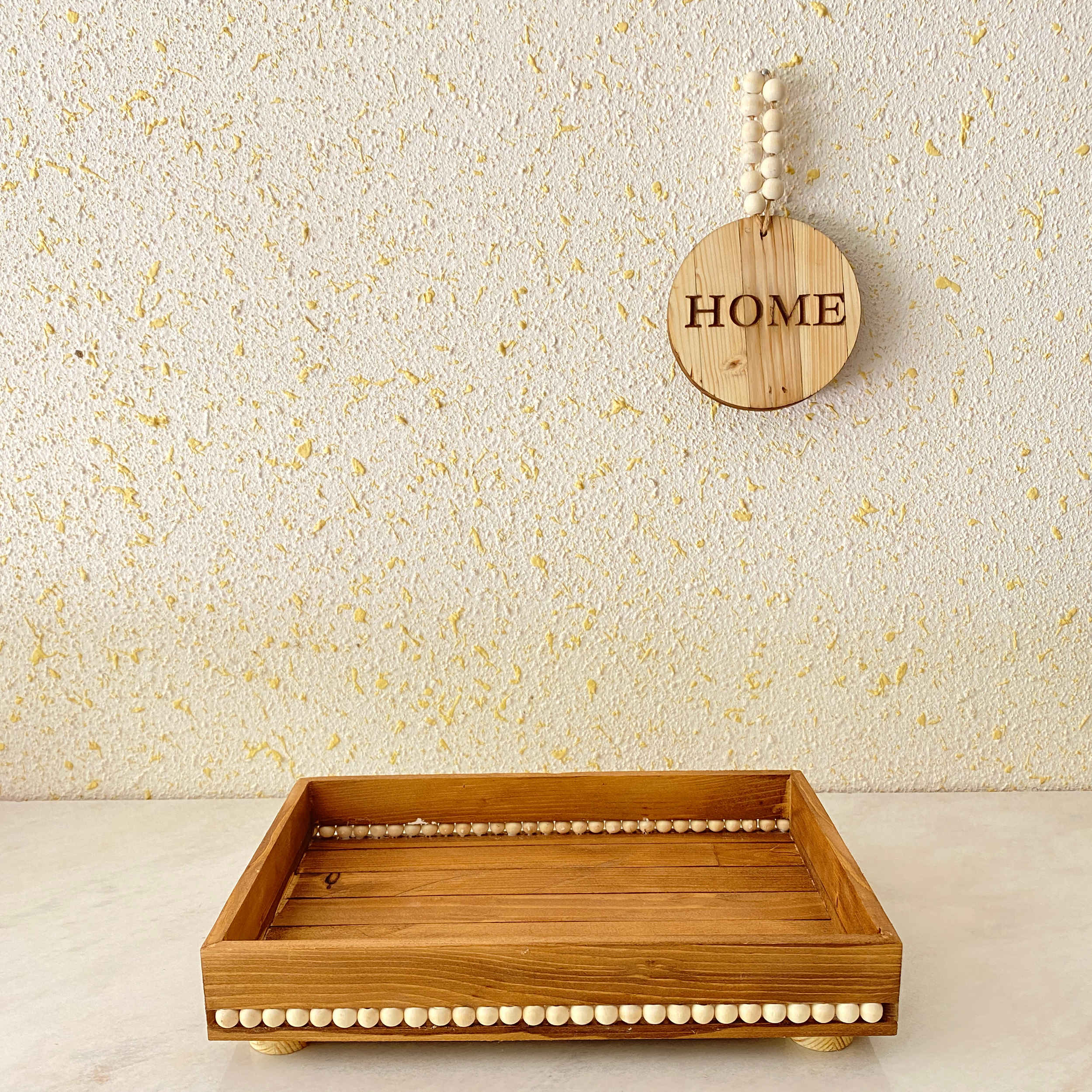 Price and Buy Decorative Wooden Serving Tray with Pearl Beads & Base - Image 3