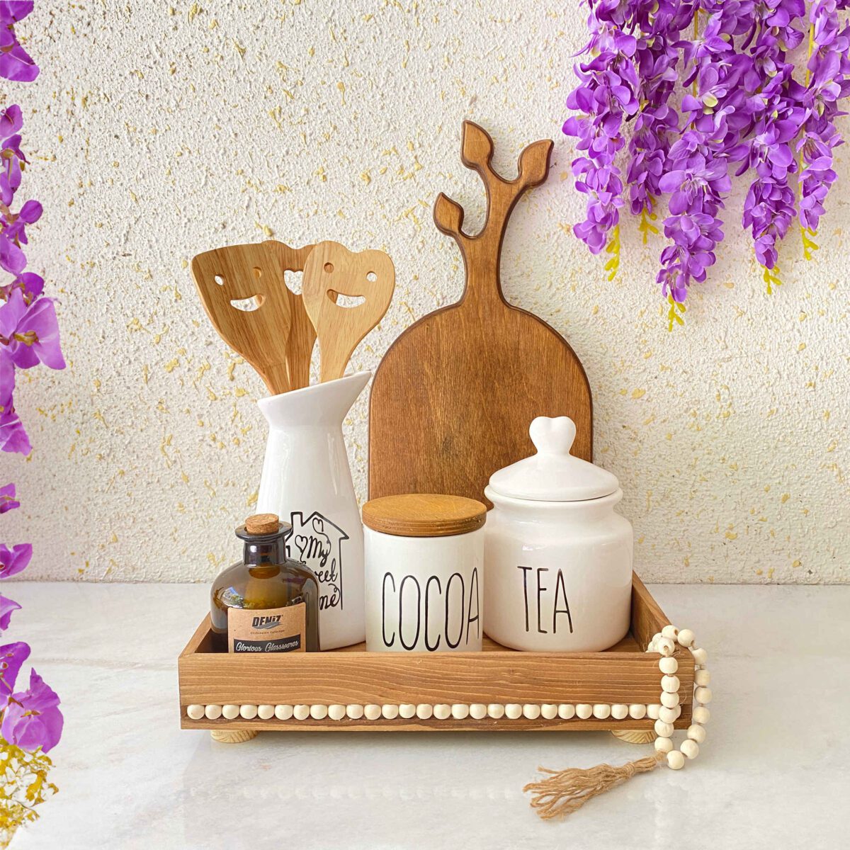 Price and Buy Decorative Wooden Serving Tray with Pearl Beads & Base - Image 4