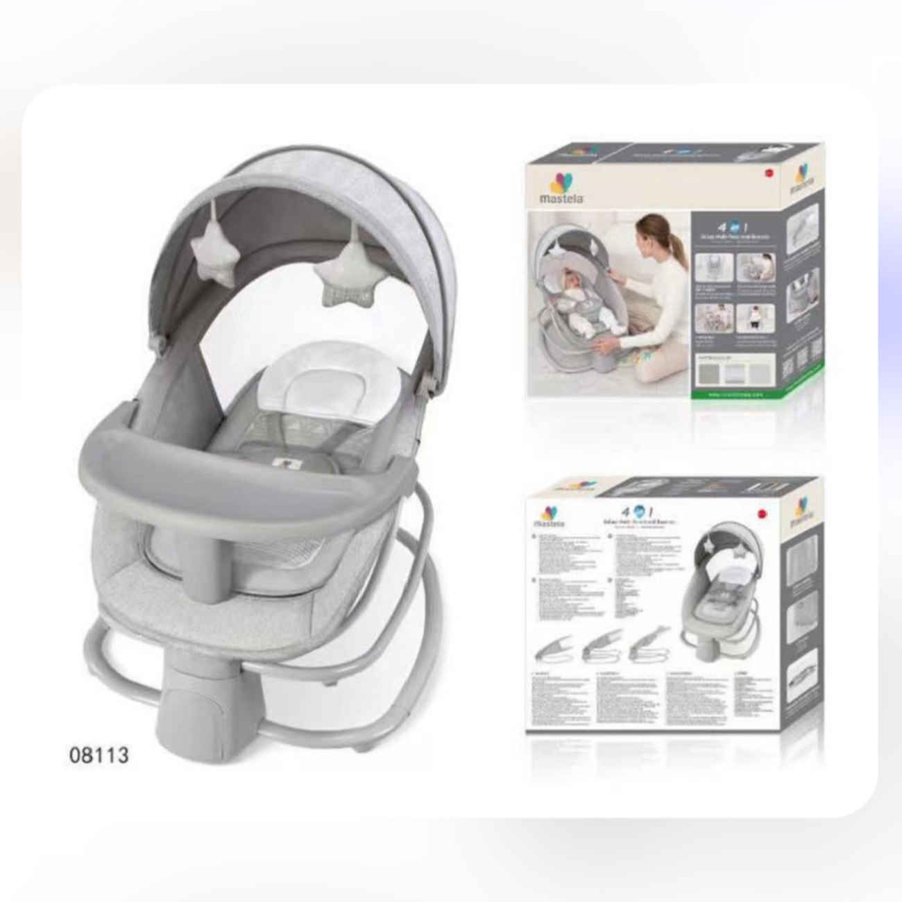 Price and Buy Deluxe 4-in-1 Electric Baby Cradle – Adjustable Swing Speeds & Smart Connectivity – Safety Harness & Canopy_69038309d76cd.jpeg Price and Buy Deluxe 4-in-1 Electric Baby Cradle – Adjustable Swing Speeds & Smart Connectivity – Safety Harness & Canopy - Image 3
