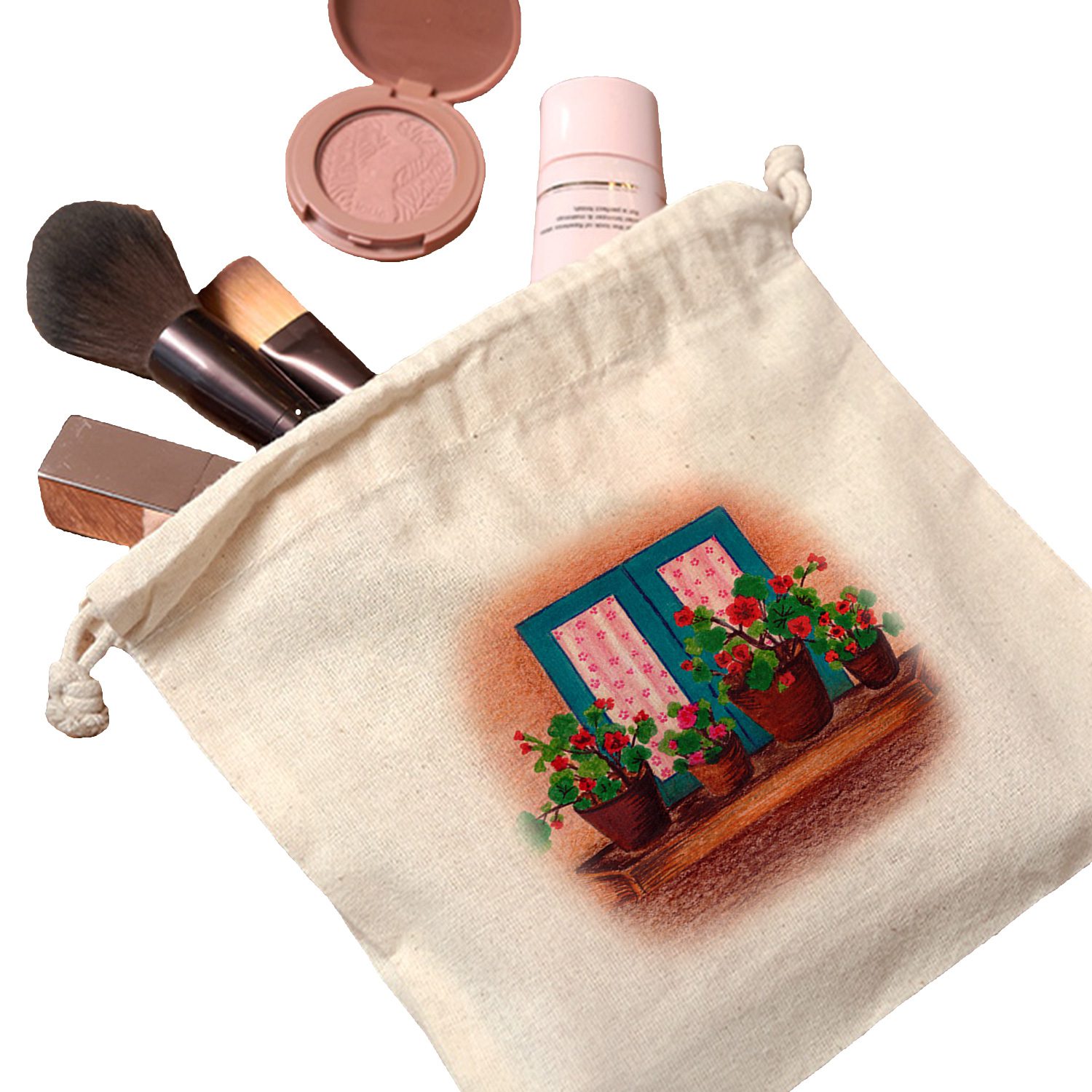 Price and Buy Drawstring Cotton Storage Bag – Eco-Friendly and Reusable with Floral Design - Image 4