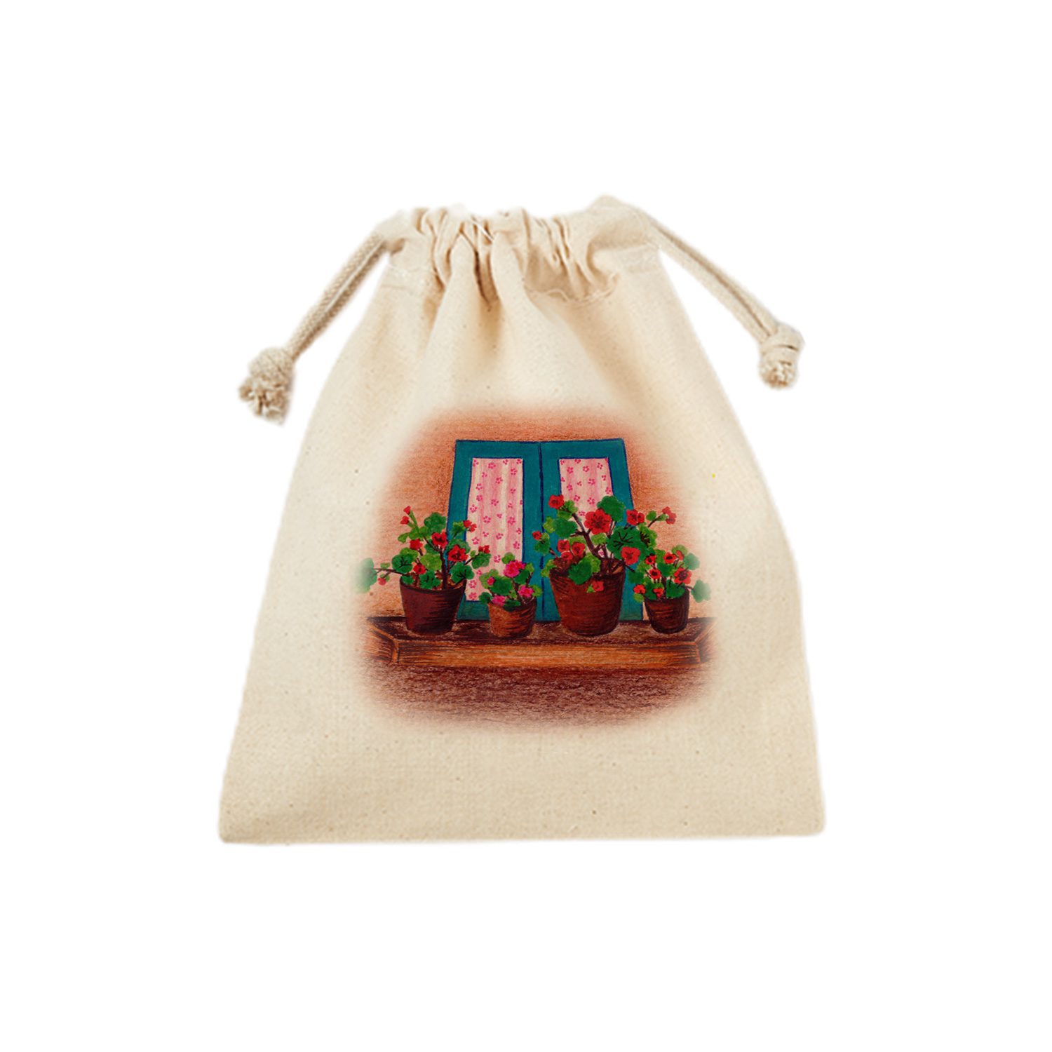 Price and Buy Drawstring Cotton Storage Bag – Eco-Friendly and Reusable with Floral Design - Image 5