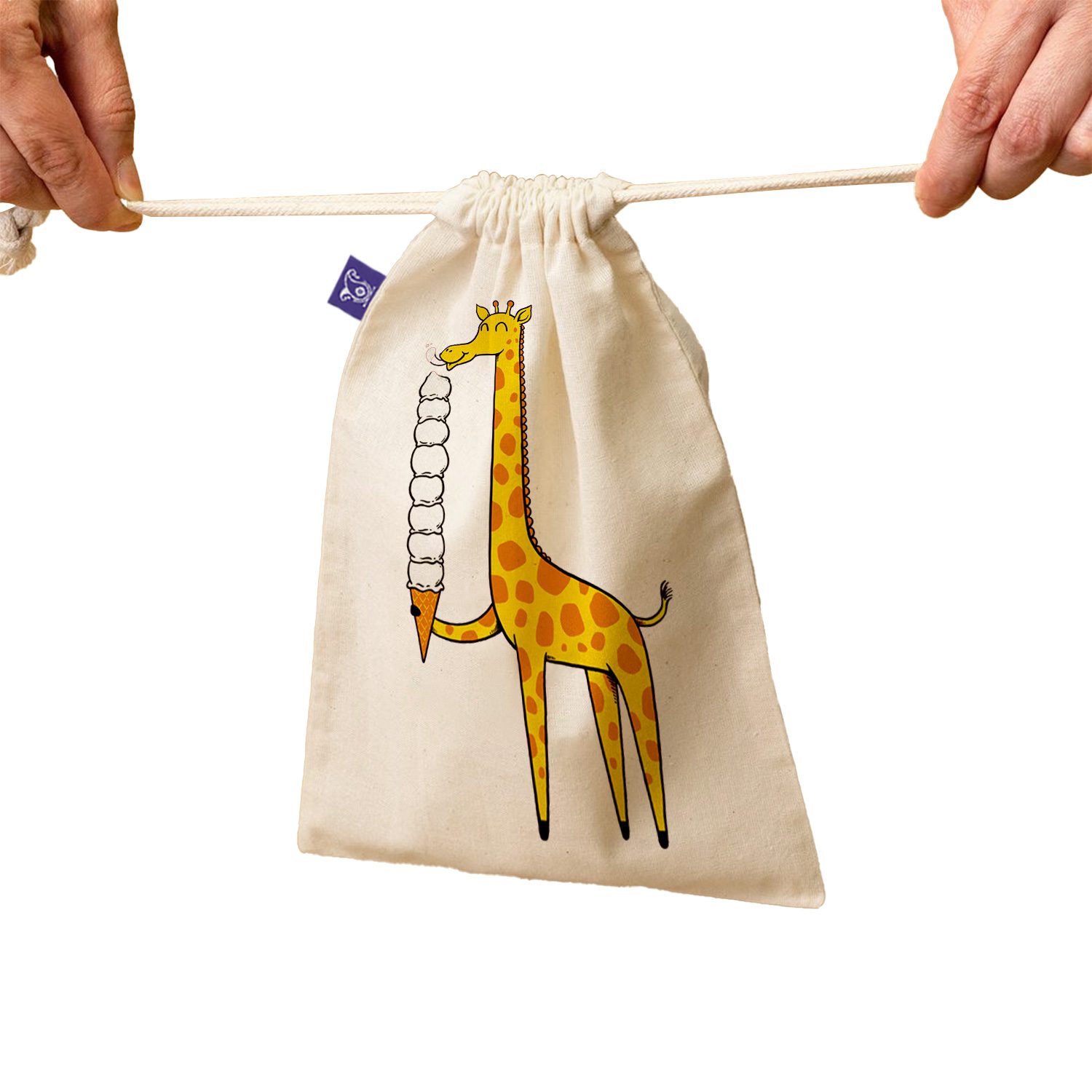 Price and Buy Drawstring Cotton Storage Bag, Eco-Friendly and Reusable with Giraffe Design - Image 4