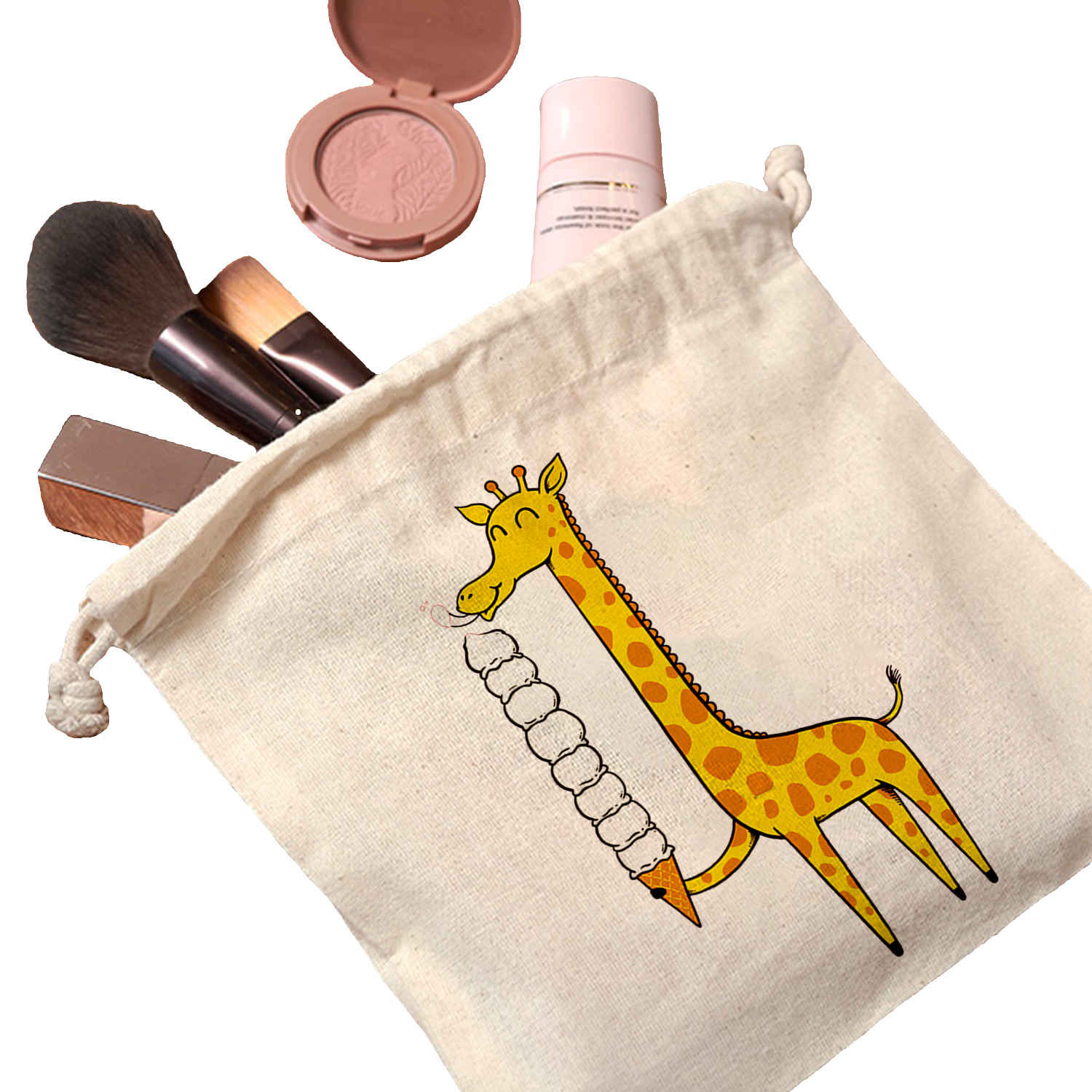 Price and Buy Drawstring Cotton Storage Bag, Eco-Friendly and Reusable with Giraffe Design - Image 5