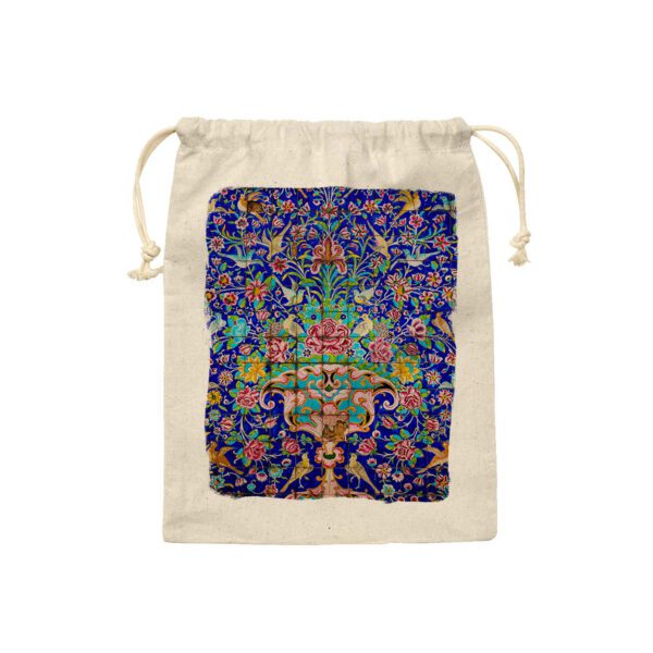 Price and Buy Drawstring Cotton Storage Bag – Eco-Friendly and Reusable with Persian Tiles Design