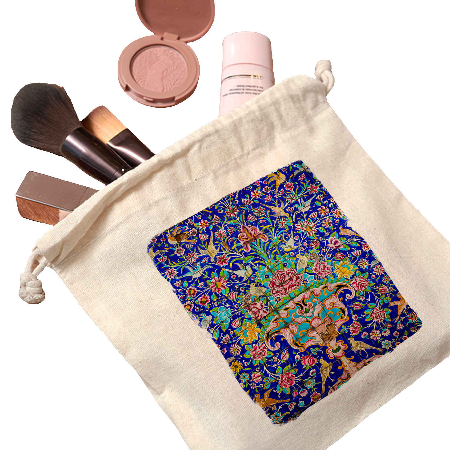 Price and Buy Drawstring Cotton Storage Bag – Eco-Friendly and Reusable with Persian Tiles Design - Image 3