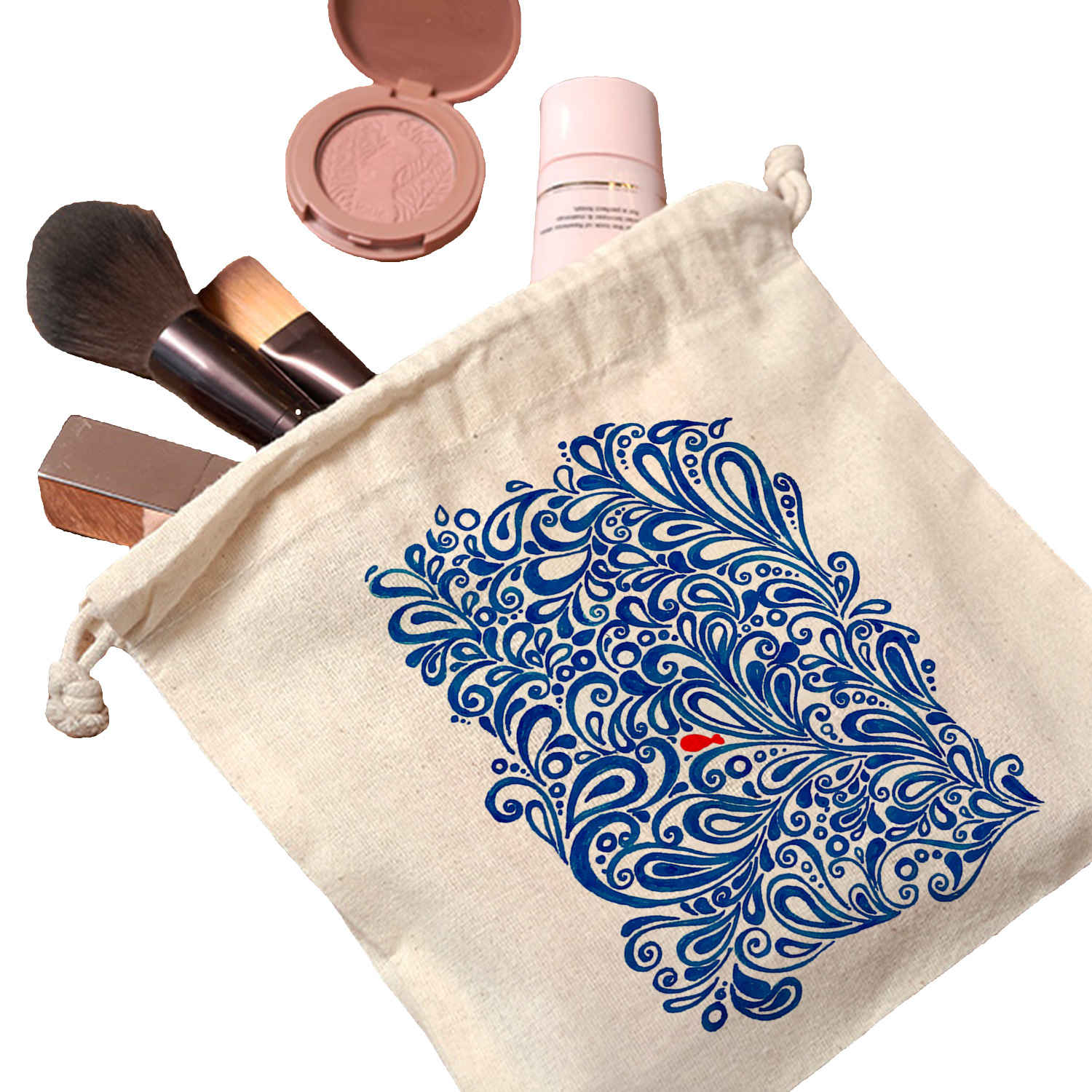 Price and Buy Drawstring Cotton Storage Bag, Eco-Friendly and Reusable with Sea & Fish Design - Image 5