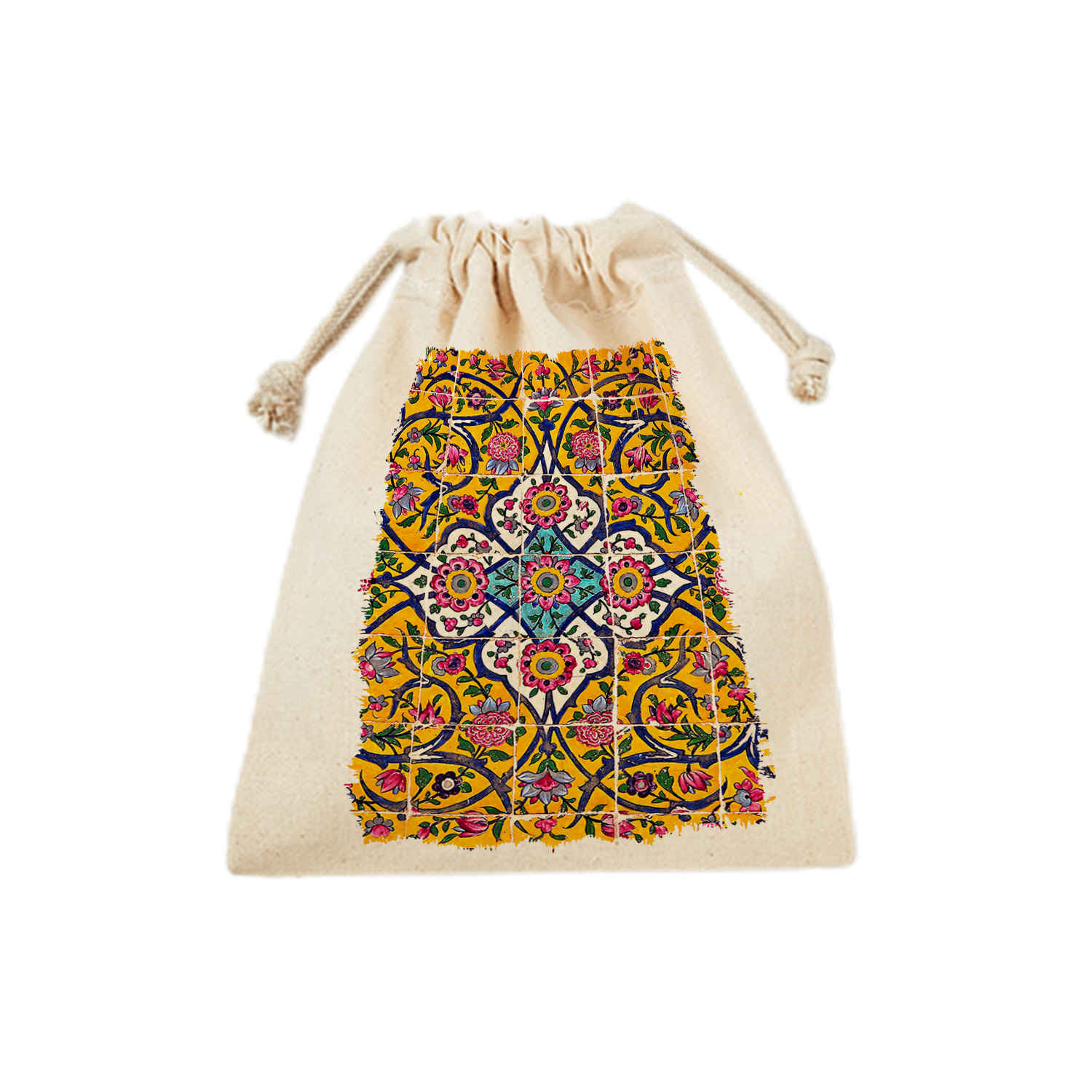 Price and Buy Drawstring Cotton Storage Bag – Reusable and Durable with Persian Tile Design - Image 4