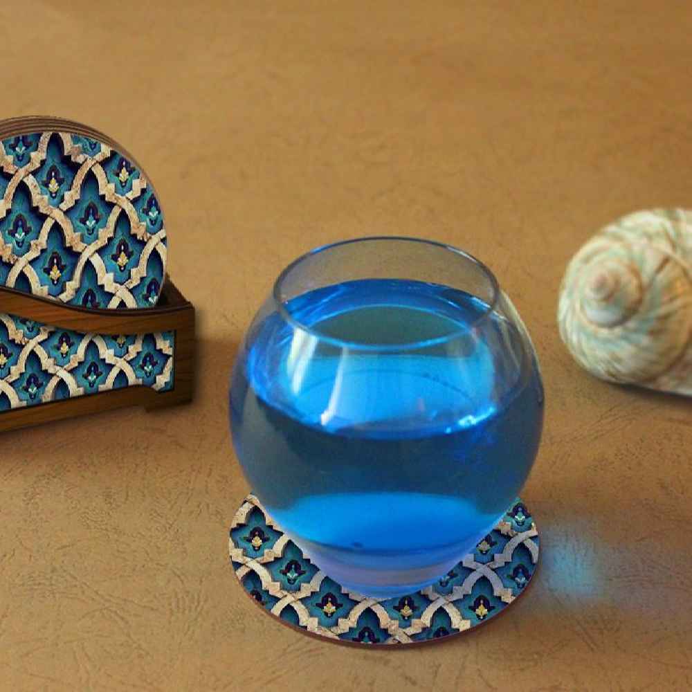 Price and Buy Drink Coaster Set & Holder With Persian Inspired Artistic Design Antique - Image 3