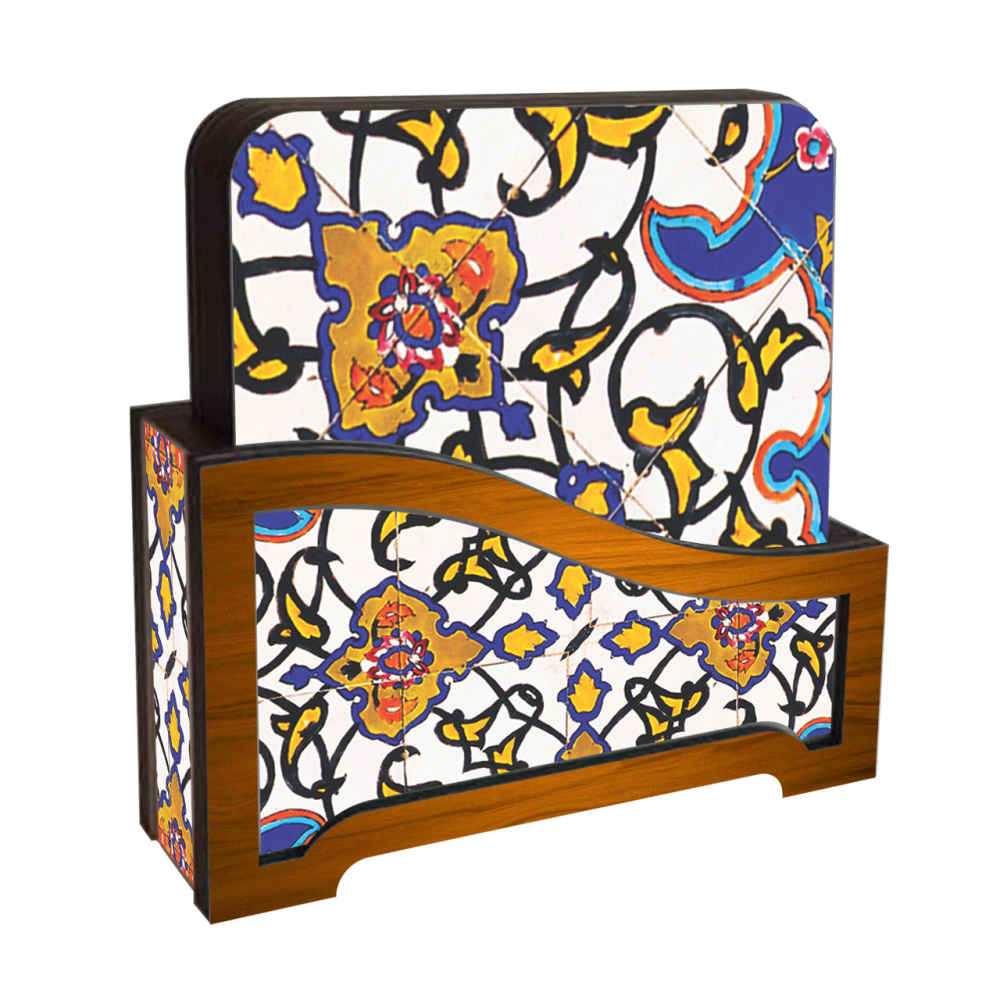 Price and Buy Drink Coaster Set & Holder With Persian Inspired Artistic Design Bita
