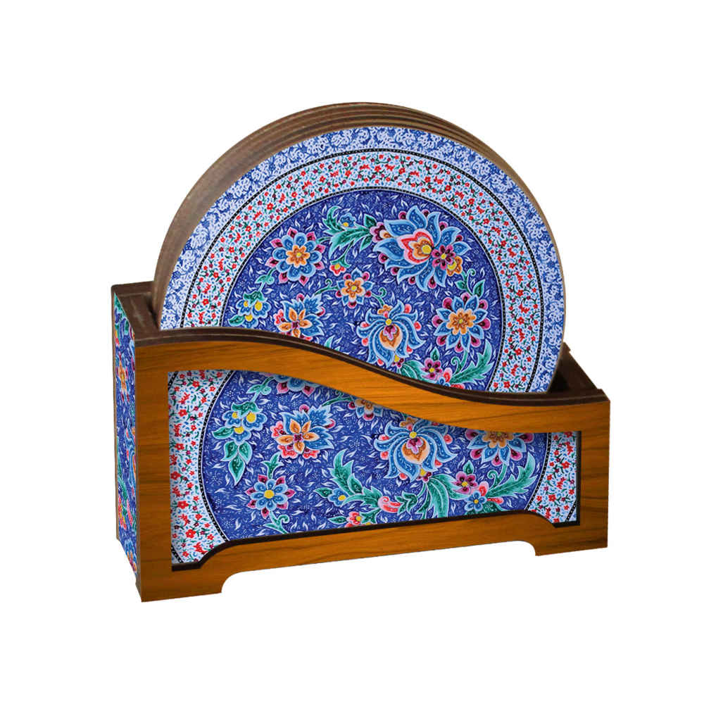 Price and Buy Drink Coaster Set & Holder With Persian Inspired Artistic Design Gelareh