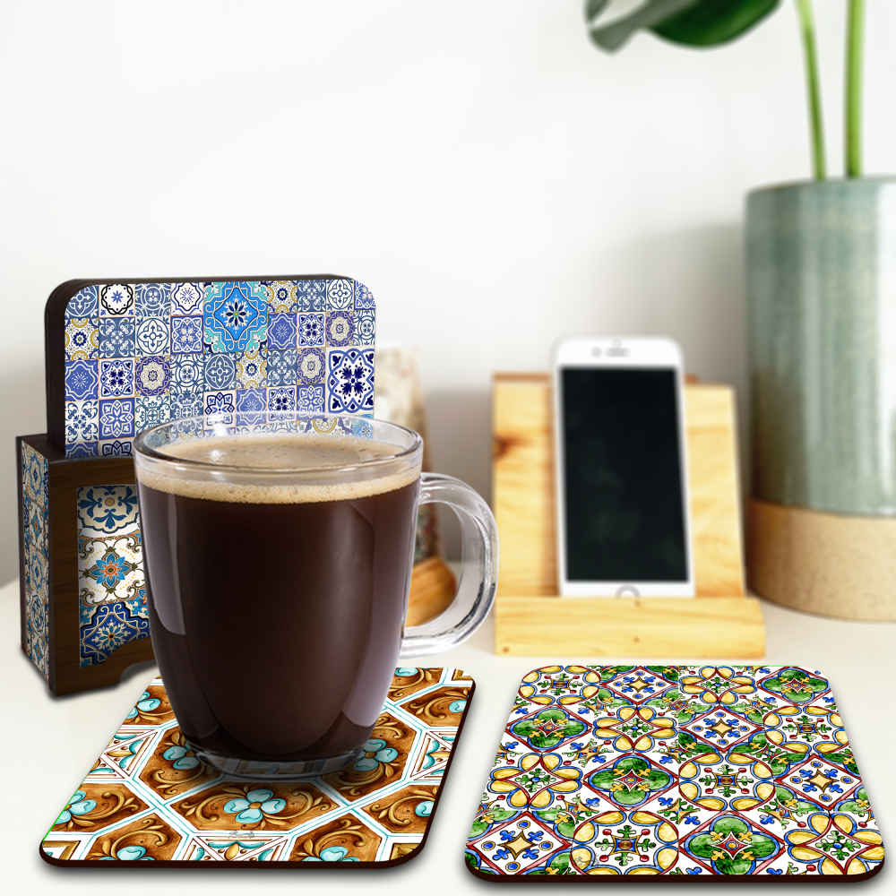 Price and Buy Drink Coaster Set & Holder With Persian Inspired Artistic Design Rahil - Image 3