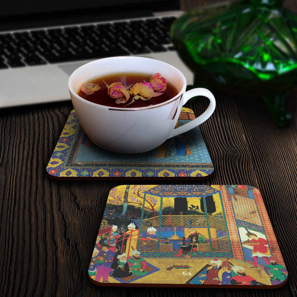 Price and Buy Drink Coaster Set & Holder With Persian Inspired Artistic Design Shahnameh - Image 3