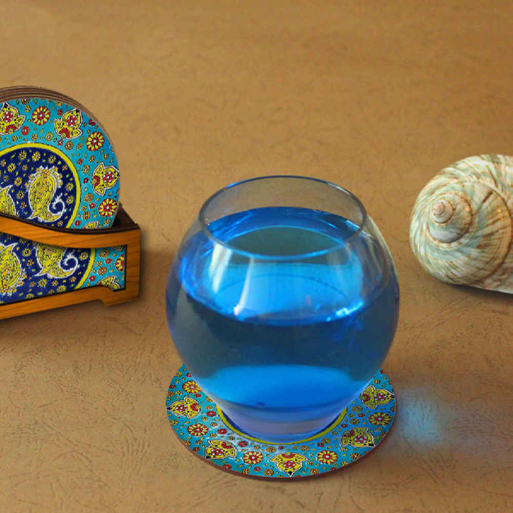 Price and Buy Drink Coaster Set & Holder With Persian Inspired Artistic Design Sonati - Image 3
