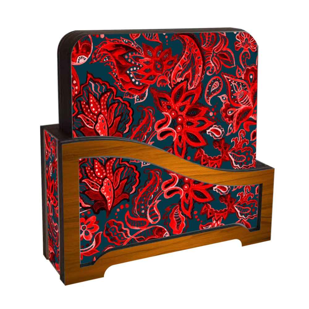 Price and Buy Drink Coaster Set & Holder With Persian Inspired Artistic Design Sorkh