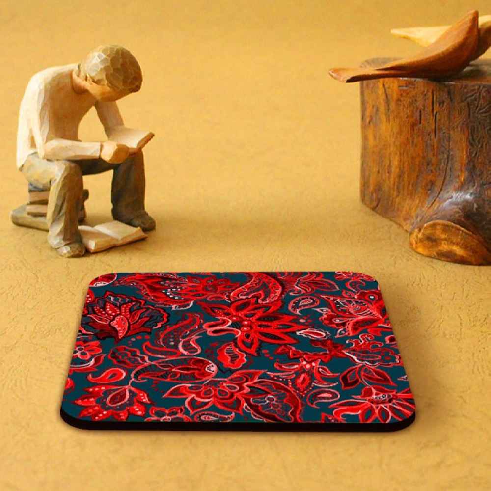 Price and Buy Drink Coaster Set & Holder With Persian Inspired Artistic Design Sorkh - Image 3