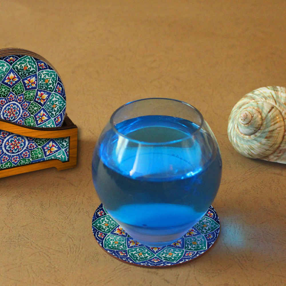 Price and Buy Drink Coaster Set & Holder With Persian Inspired Mandalas Design Pegah - Image 3