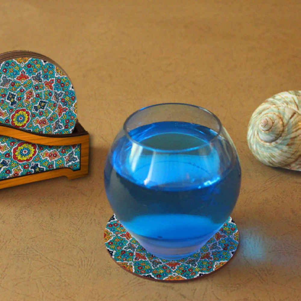 Price and Buy Drink Coaster Set & Holder With Persian Inspired Mandalas Design Sama - Image 3