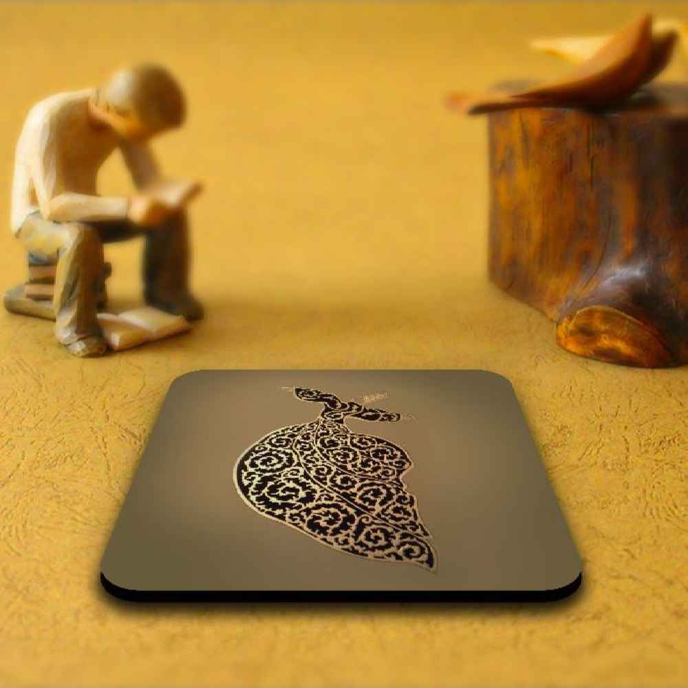Price and Buy Drink Coaster Set & Holder with Sufi Inspired Artistic Design Sama Dance - Image 3