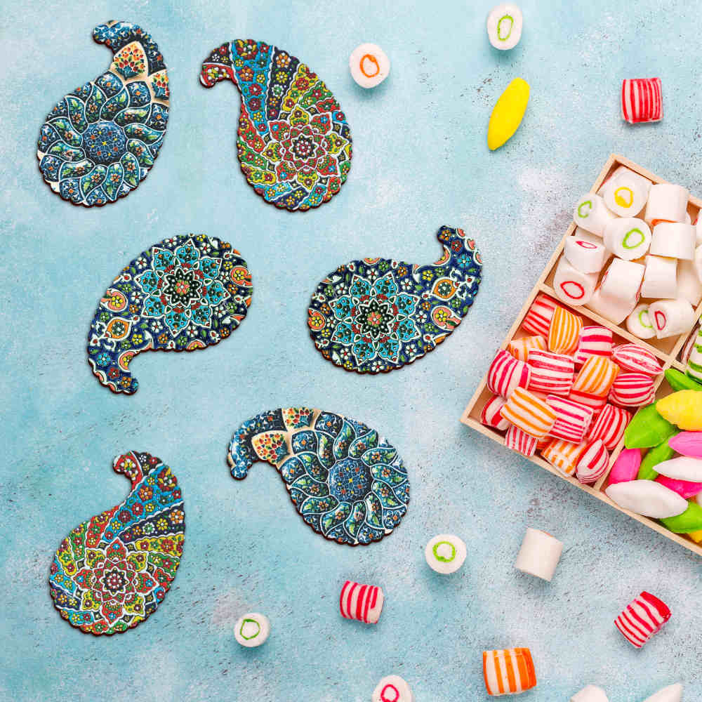 Price and Buy Drink Coaster Set With Persian Inspired Mandalas Design Minakari - Image 3