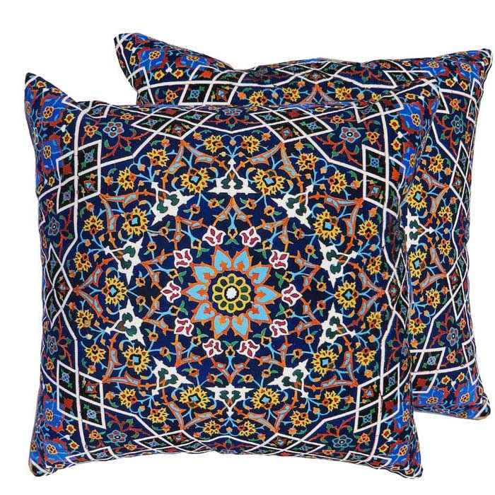 Price and Buy Eclectic Velvet Footstool & Cushions Set Inspired by Persian Art - Image 3