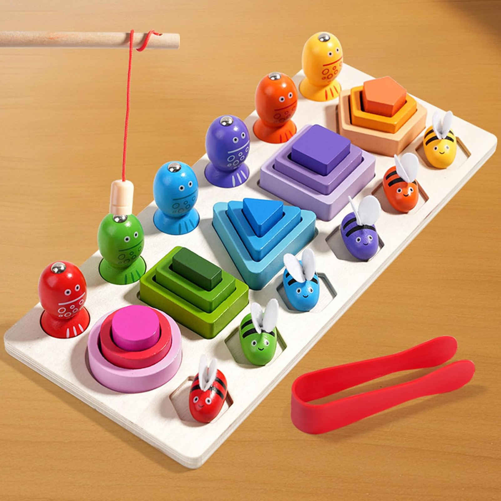 Price and Buy Educational Montessori Wooden Toy, 5-Column Shape Base with Fishing & Bee_6903a659bd7d9.jpeg Price and Buy Educational Montessori Wooden Toy, 5-Column Shape Base with Fishing & Bee - Image 8