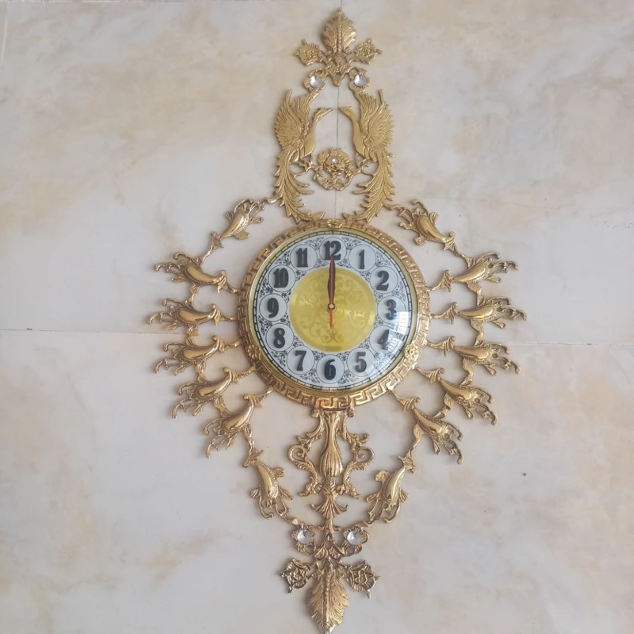 Price and Buy Elegant and Timeless Brass Wall Clock with Bird Design in Rhombus Shaped_6902eea1ee576.jpeg Price and Buy Elegant and Timeless Brass Wall Clock with Bird Design in Rhombus Shaped - Image 1