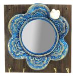 Price and Buy Elegant Blue Mirror Key Holder – Handcrafted in Wood & Ceramic for Timeless Appeal