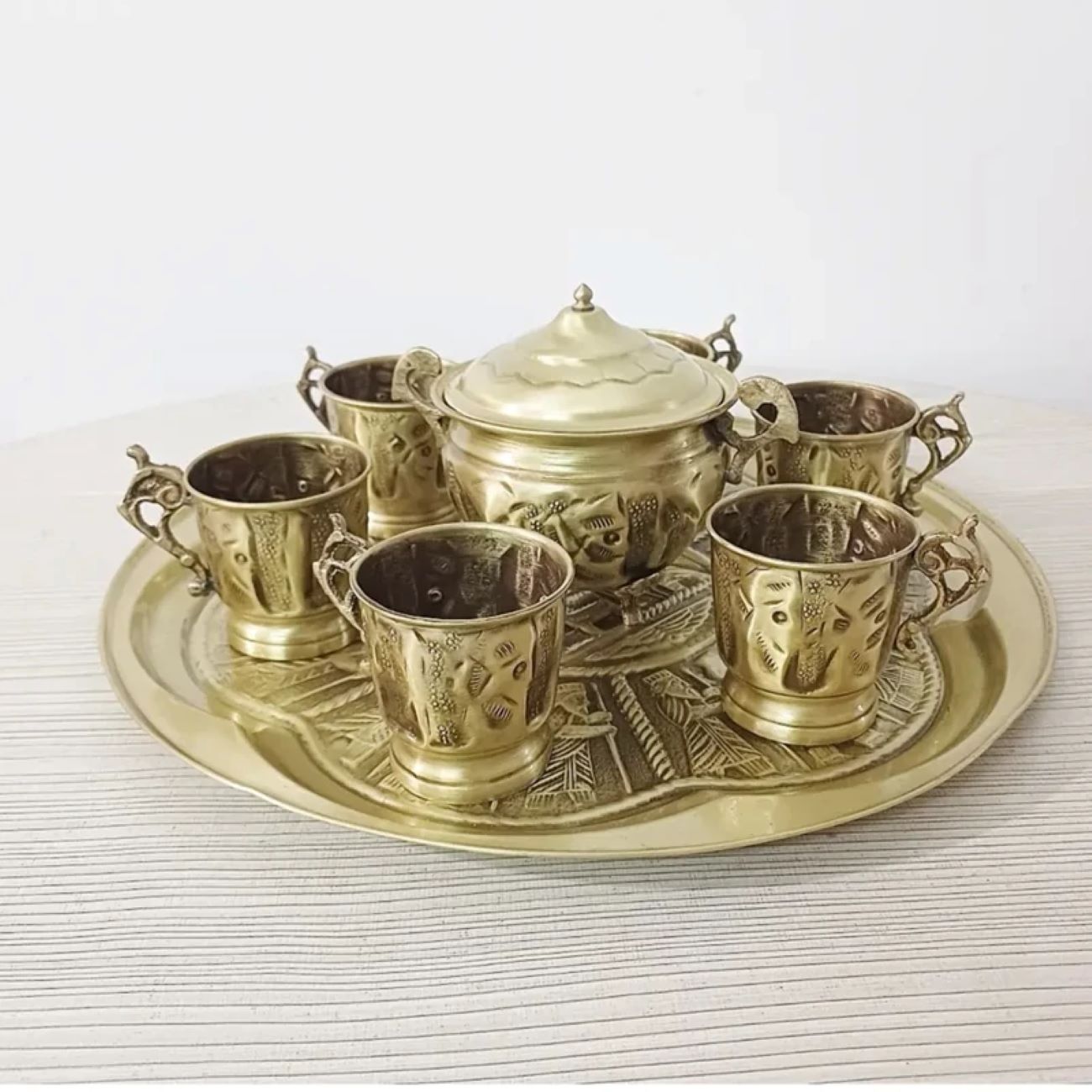 Price and Buy Elegant Brass Tea Set – Handcrafted for Tea Lovers & Suitable for Daily Use_6902945f9881b.jpeg Price and Buy Elegant Brass Tea Set – Handcrafted for Tea Lovers & Suitable for Daily Use - Image 1