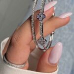 Price and Buy Elegant Double-Line Cuff Bracelet for Women – Van Cleef Design with Colorful Gems - Image 3