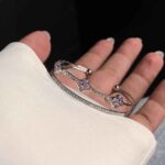 Price and Buy Elegant Double-Line Cuff Bracelet for Women – Van Cleef Design with Colorful Gems - Image 4