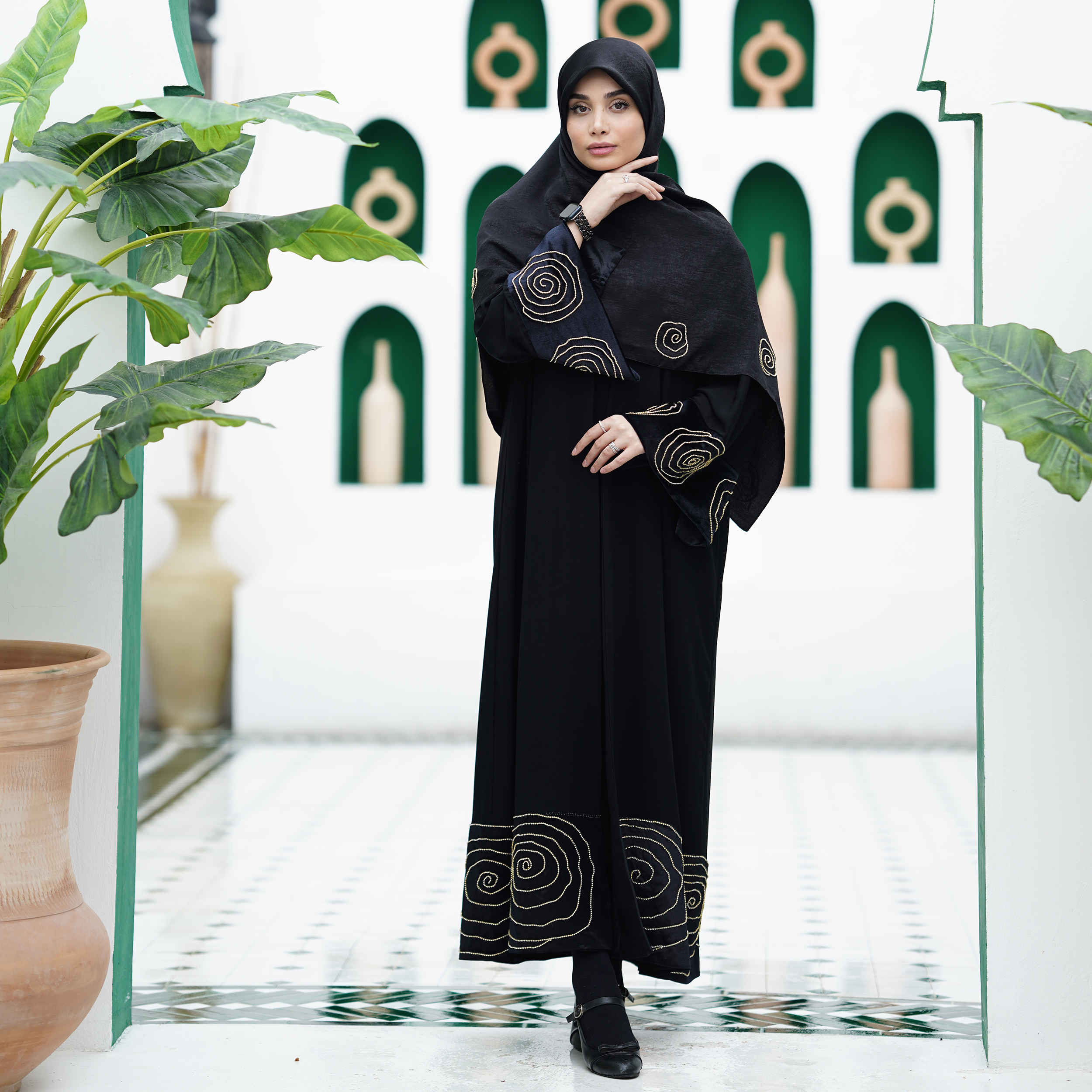 Price and Buy Elegant Loose Fit Abaya for Muslim Women with Embroidered Roses