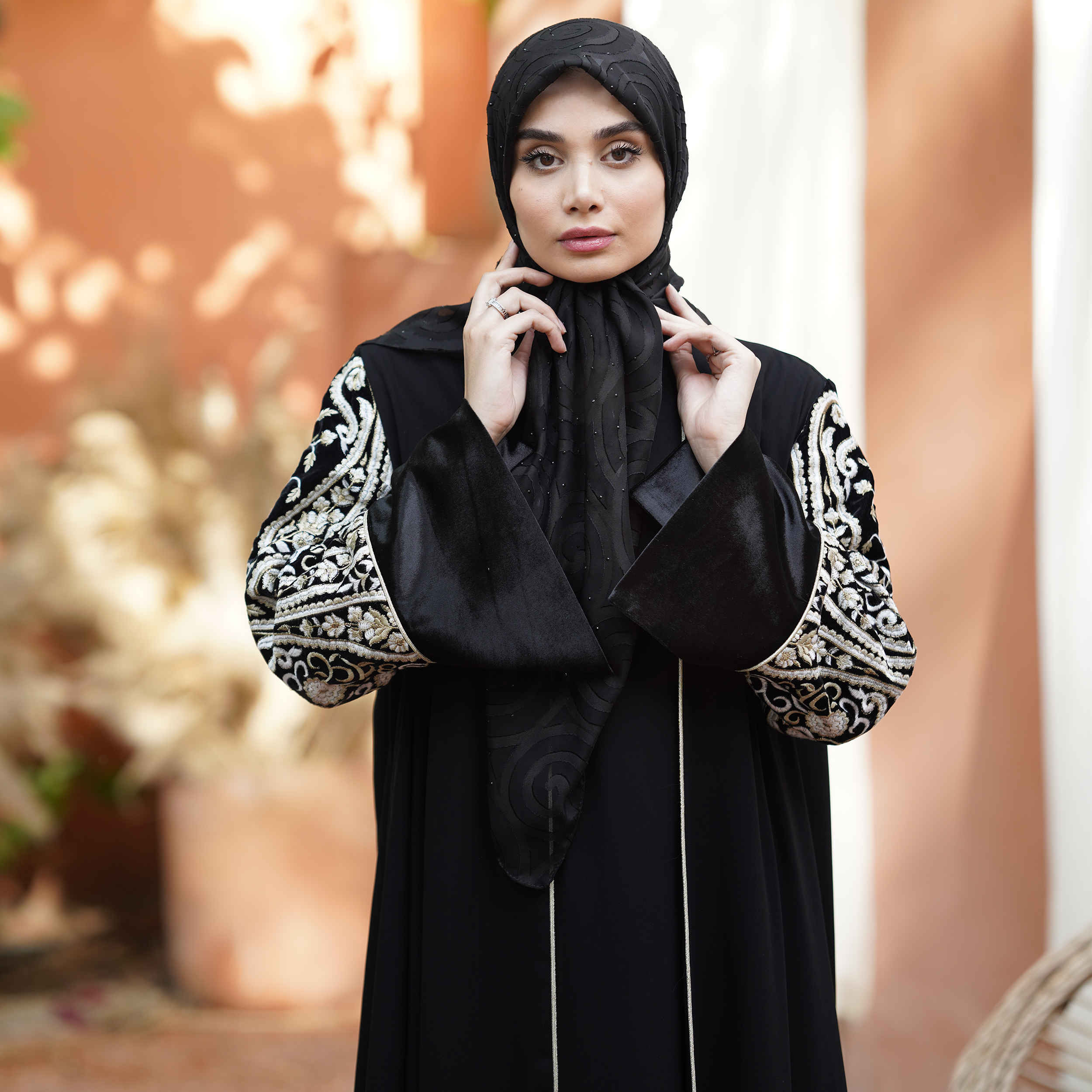 Price and Buy Elegant Loose Fit Abaya for Muslim Women with Embroidered Sleeves - Image 4