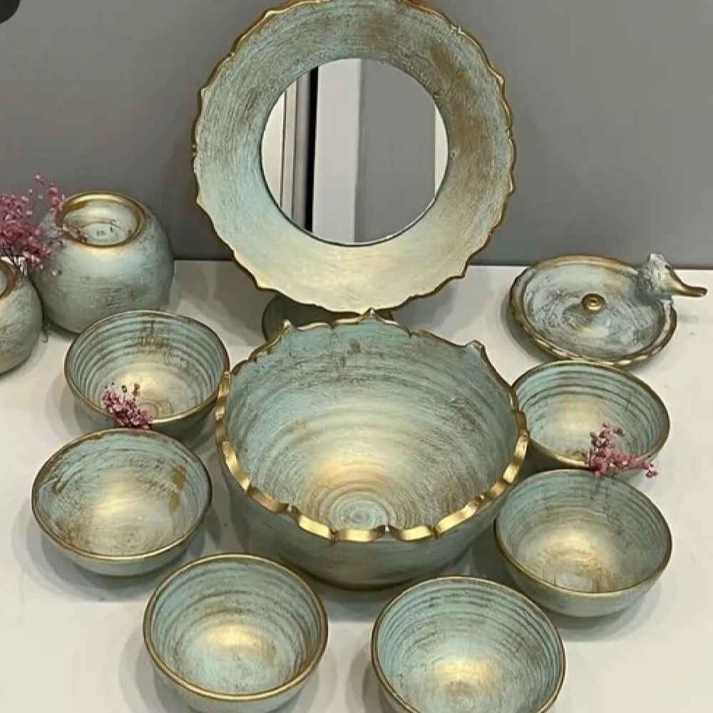 Price and Buy Elegant Pottery Haft-seen Set with Mirror for Persian New Year