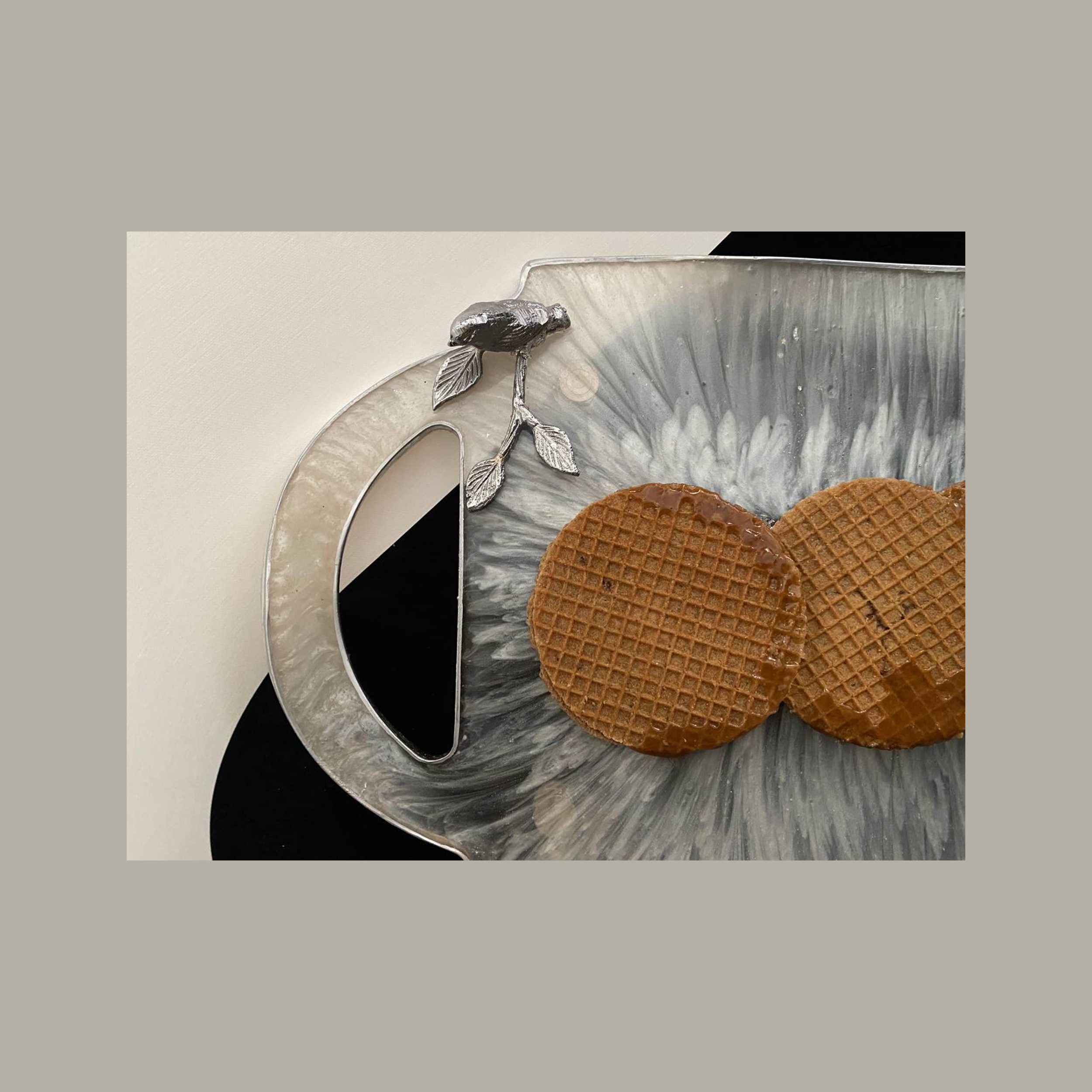 Price and Buy Elegant Resin Serving Tray Hand Painted with Handles - Image 3