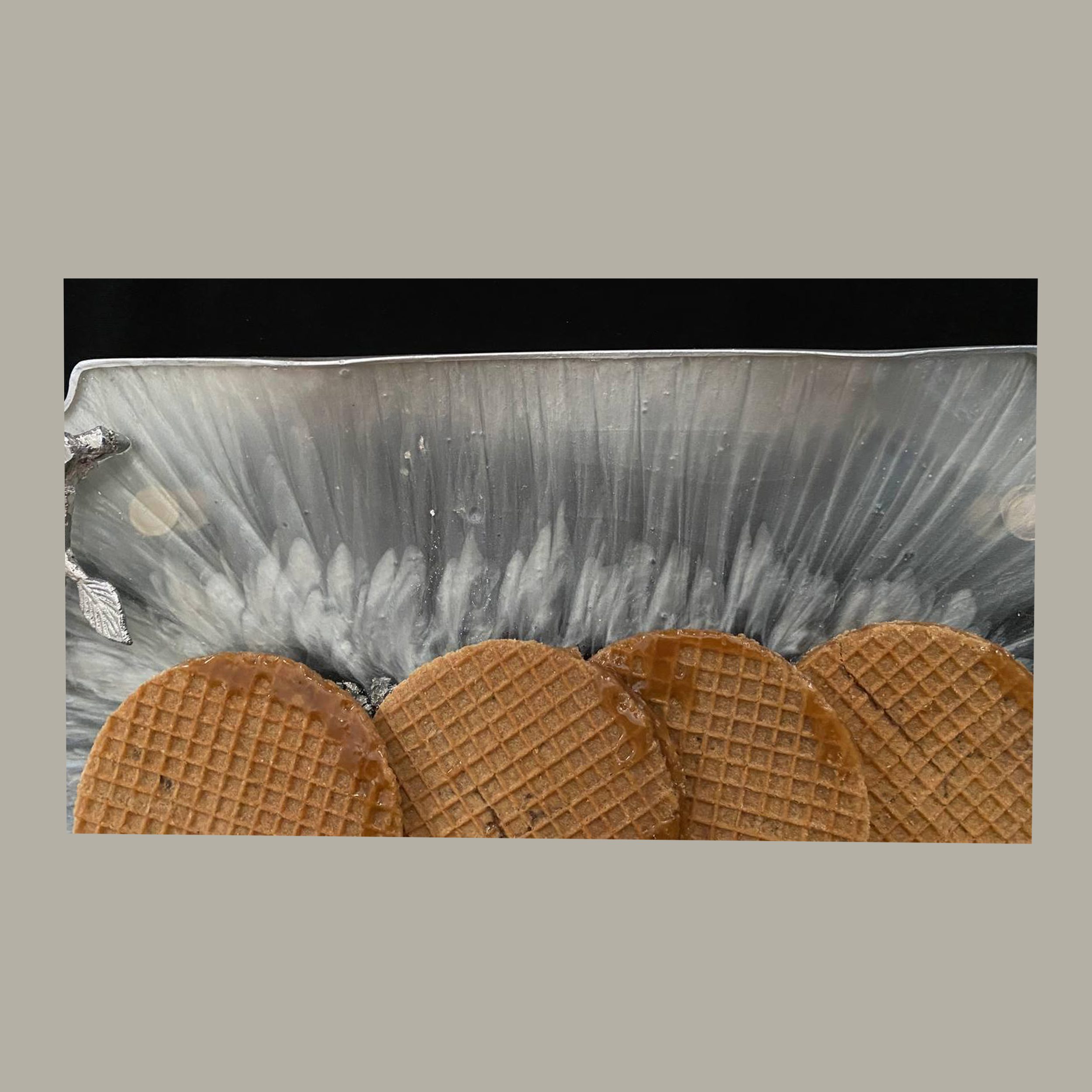 Price and Buy Elegant Resin Serving Tray Hand Painted with Handles - Image 6