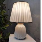 Price and Buy Elegant White and Gold Geometric Ceramic Table Lamp – Modern Design with Sophisticated Charm - Image 3