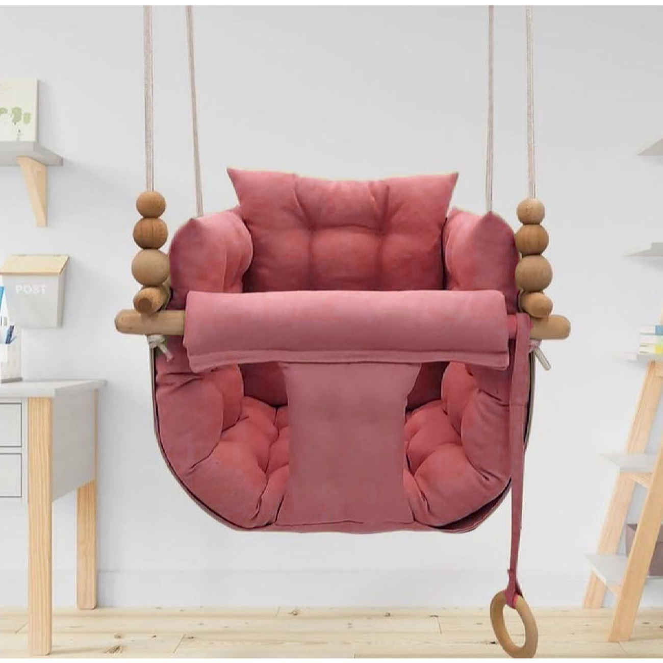 Price and Buy Elid Kids Sofa-Style Baby Swing – Wooden Frame & Velvet Cotton Hammock for Toddlers_690383766f47b.jpeg Price and Buy Elid Kids Sofa-Style Baby Swing – Wooden Frame & Velvet Cotton Hammock for Toddlers - Image 3