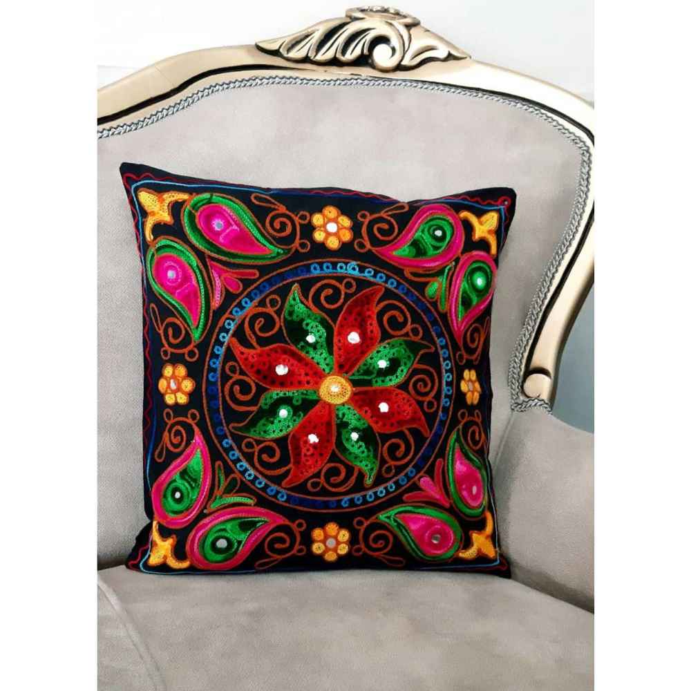 Price and Buy Embroidered Cushion Cover – Flower Suzani Design - Image 3